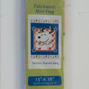 Vtg Patchwork Mini Flag Patriotic Peanuts Gang Snoopy 13”x18” Life’s a Breeze